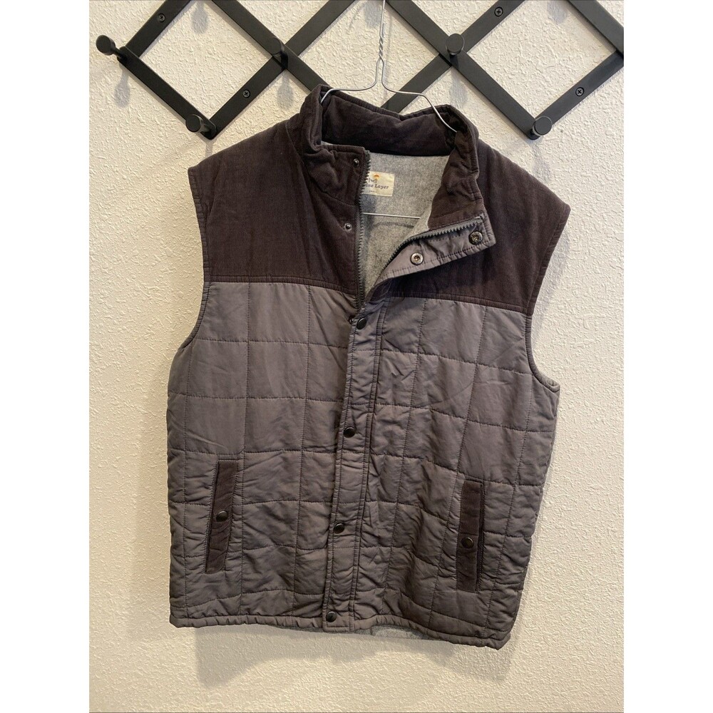 Marine Layer Corduroy Wool Lined Quilted Snap Vest Size Small Gray